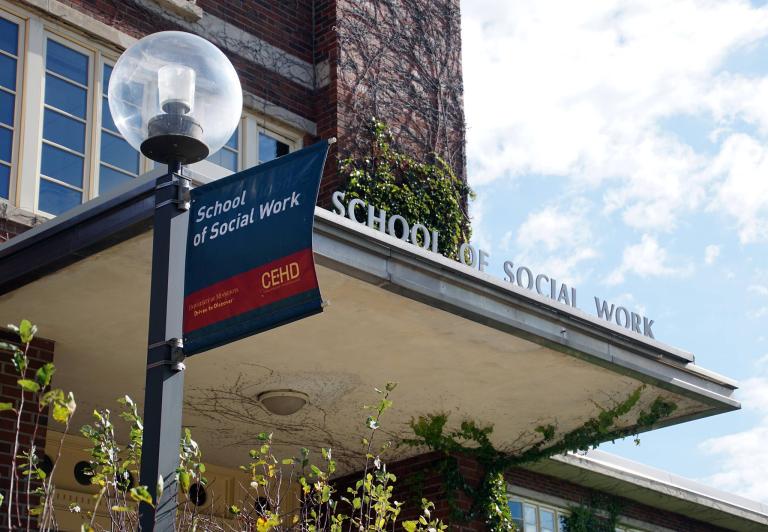 school of social work flag on campus