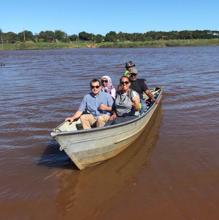 Group on canoe